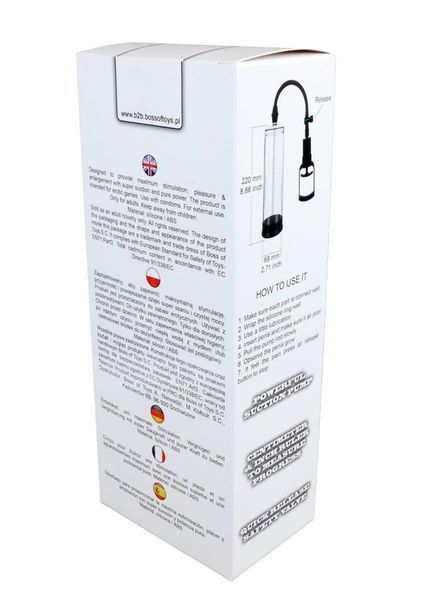 Pompka do penisa Boss Powerpump Max, 22 cm (przezroczysty) 8021 zdjęcie