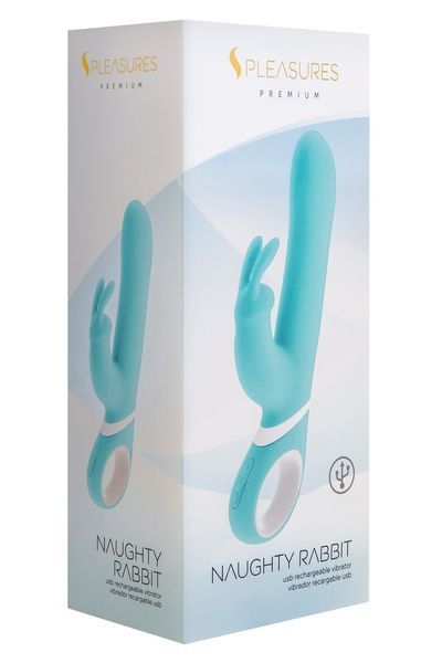 Wibrator królik Pleasures Naughty Rabbit, 22,7 cm (turkusowy) 23651 zdjęcie