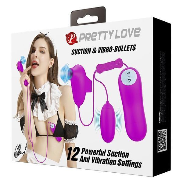Wibrator z bezdotykowym masażerem łechtaczki Pretty Love Suction & Vibro Bullets (różowy) 13143 zdjęcie