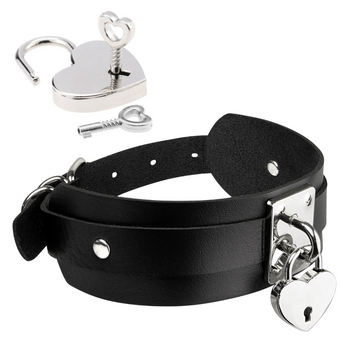БДСМ ошейник Kinky Diva Collar Me! Heart-Lock-Key Collar (черный) 61418 фото
