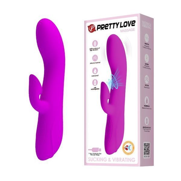 Wibrator z bezdotykowym masażerem łechtaczki Pretty Love Massage (fioletowy) 13533 zdjęcie