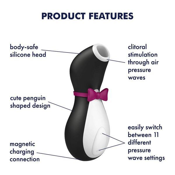 Вакуумный стимулятор клитора с вибрацией Satisfyer Pro Penguin Next Generation (черный) 8770 фото
