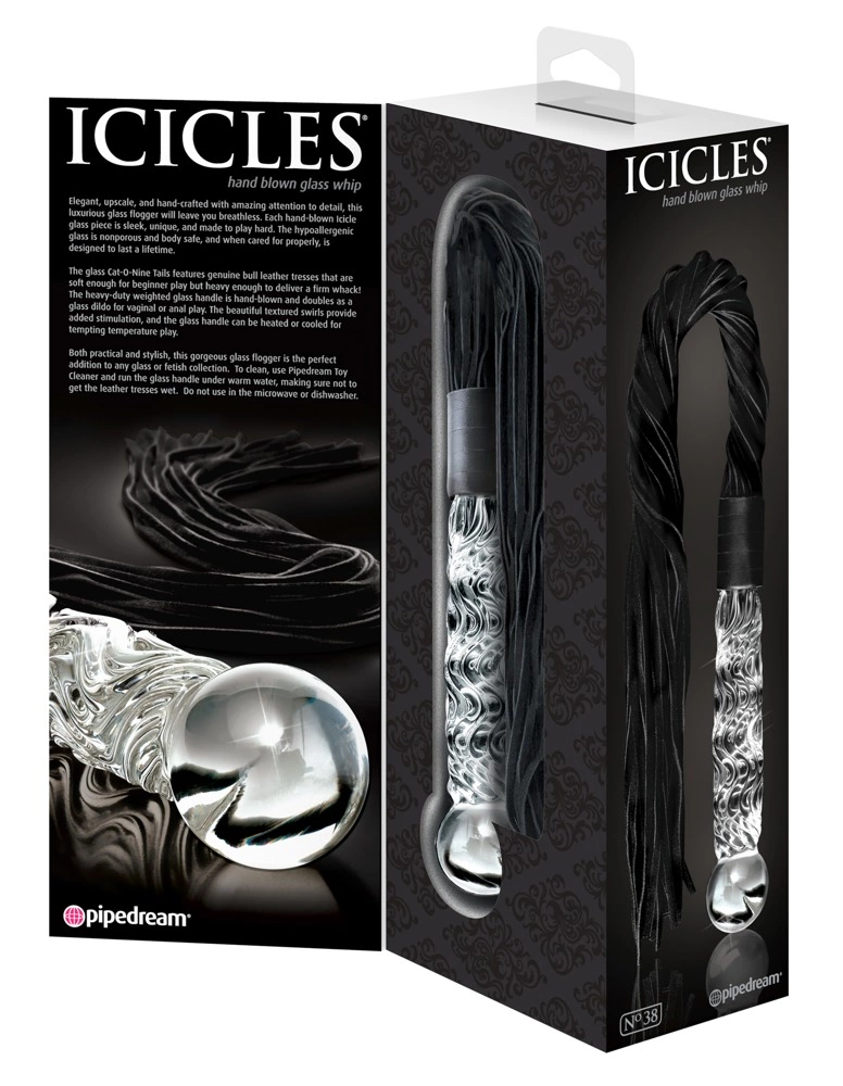 Flogger z dildo Icicles Model 38, 63 cm (przezroczysty) Flogger z dildo Icicles Model 38, 63 cm (przezroczysty)