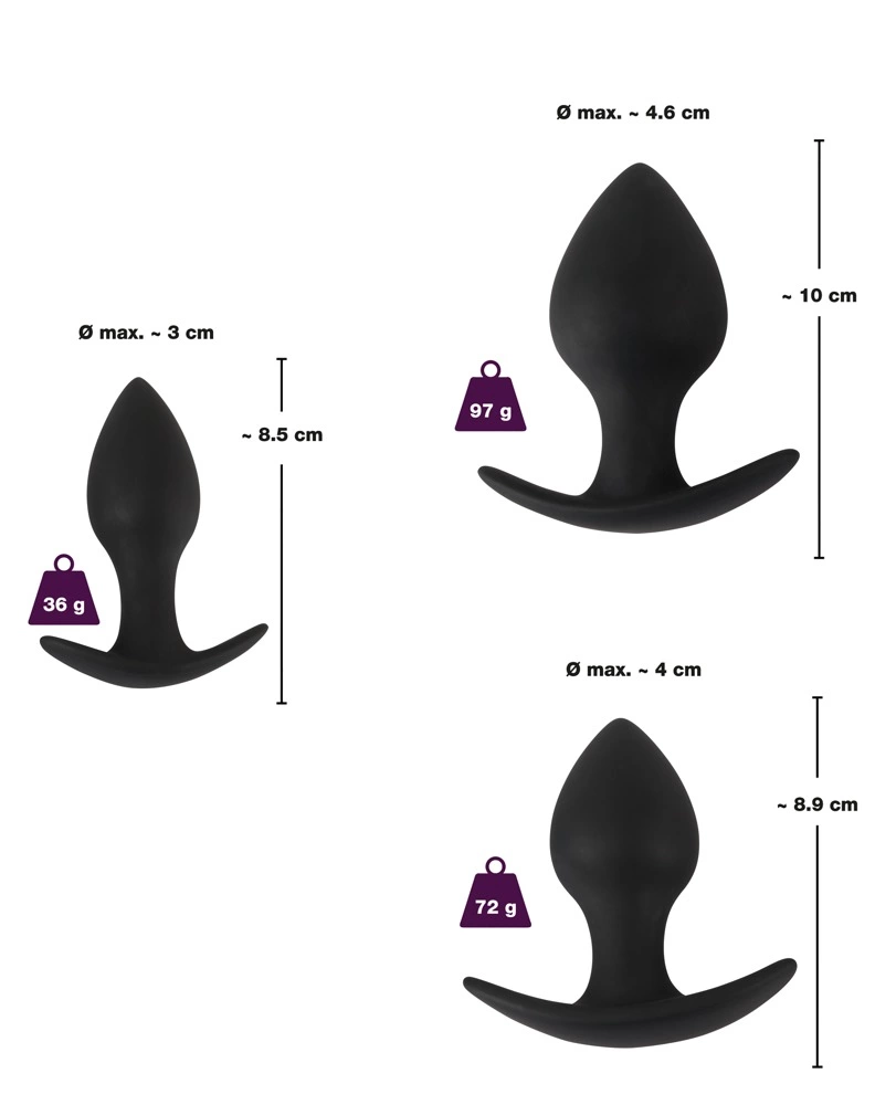 Zestaw korków analnych Black Velvets Anal Trainer Set, 3 szt (czarny) Zestaw korków analnych Black Velvets Anal Trainer Set, 3 szt (czarny)