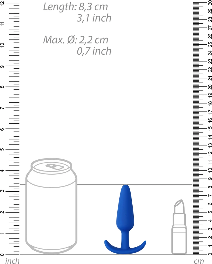 Korek analny ShotsToys Slim Butt Plug, 8.3 cm (niebieski) Korek analny ShotsToys Slim Butt Plug, 8.3 cm (niebieski)