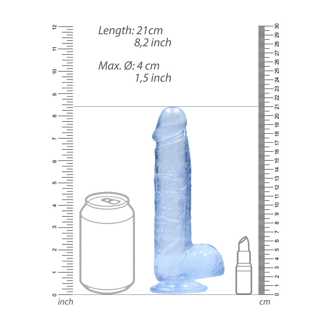 Dildo RealRock Crystal Clear 8”, 21 cm (niebieski) Dildo RealRock Crystal Clear 8”, 21 cm (niebieski)