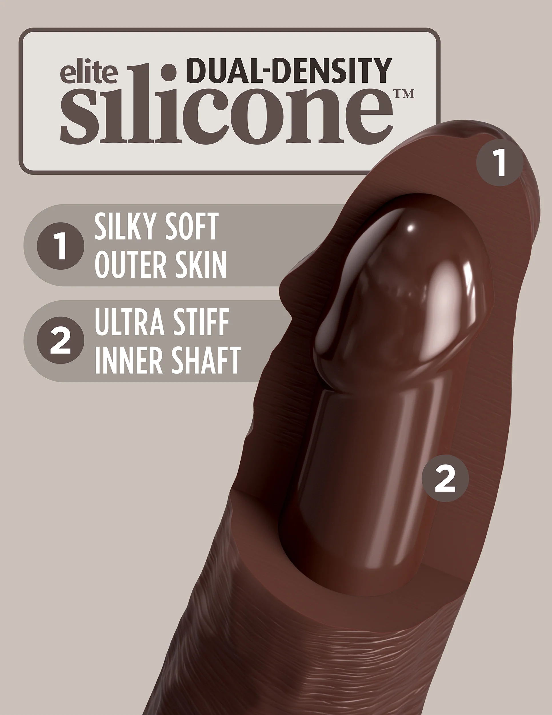 Dildo King Cock Elite 7” Dual Density, 21 cm (brązowy) Dildo King Cock Elite 7” Dual Density, 21 cm (brązowy)