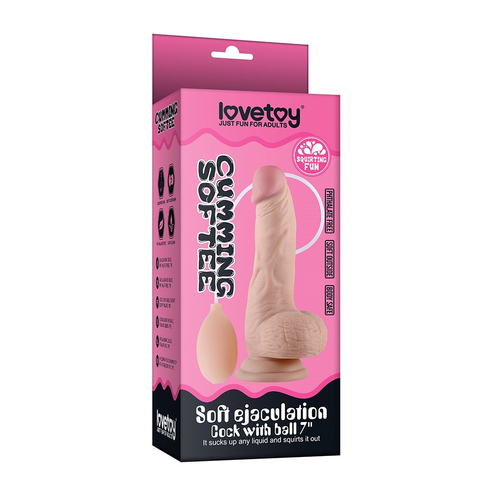 Dildo Cumming Softee Soft Ejaculation Cock With Ball 8", 20.3 cm (w kolorze cielistym) Dildo Cumming Softee Soft Ejaculation Cock With Ball 8", 20.3 cm (w kolorze cielistym)