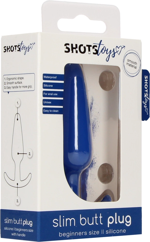 Korek analny ShotsToys Slim Butt Plug, 8.3 cm (niebieski) Korek analny ShotsToys Slim Butt Plug, 8.3 cm (niebieski)