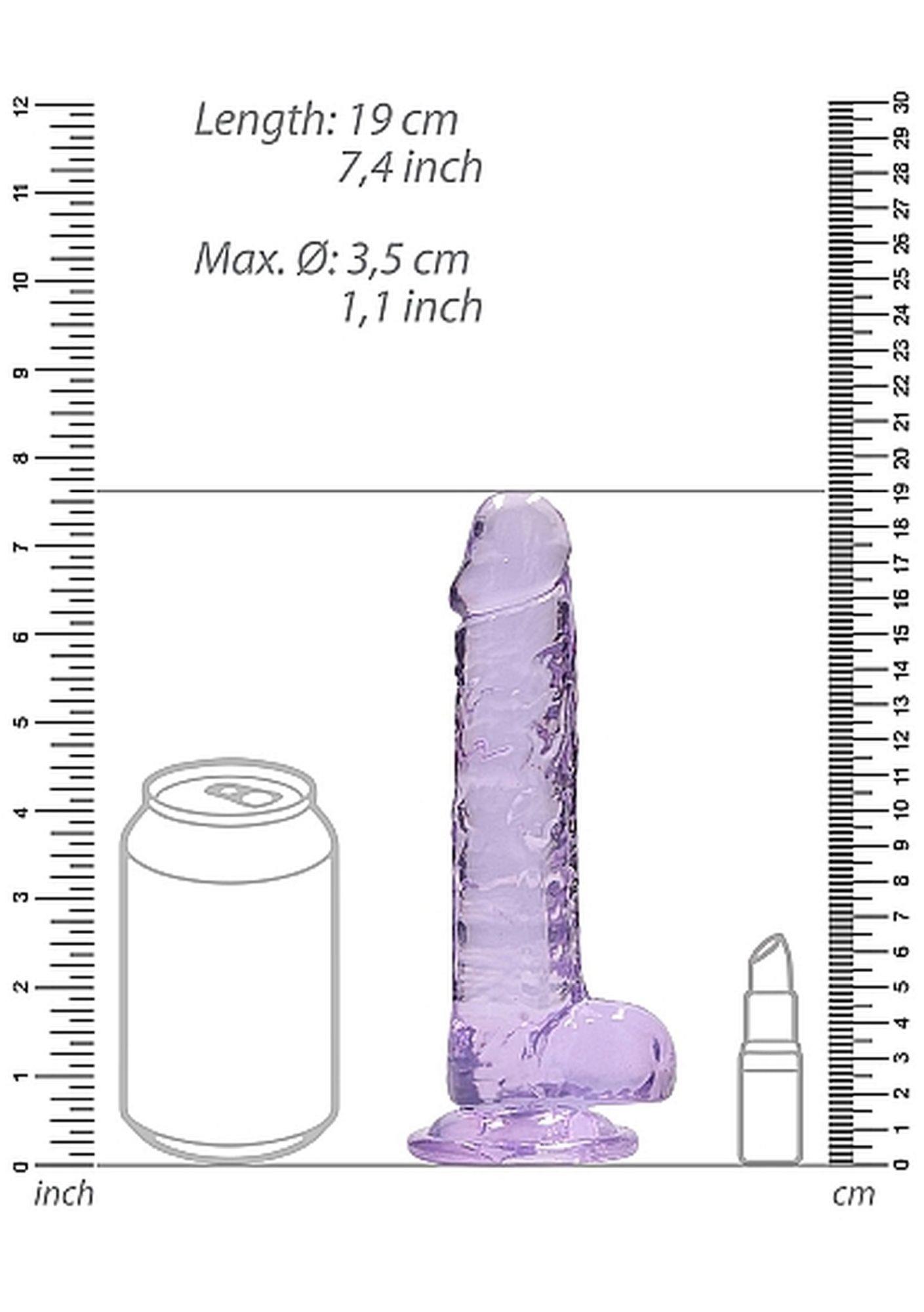 Dildo RealRock Crystal Clear 7”, 19 cm (fioletowy) Dildo RealRock Crystal Clear 7”, 19 cm (fioletowy)