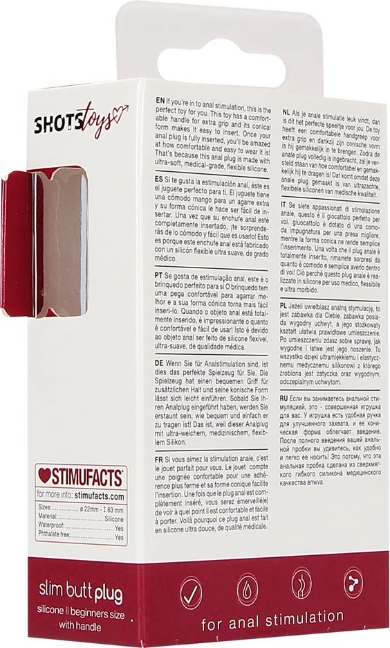 Korek analny ShotsToys Slim Butt Plug, 8.3 cm (czerwony) Korek analny ShotsToys Slim Butt Plug, 8.3 cm (czerwony)