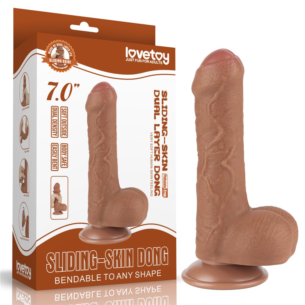 Dildo LoveToy Sliding-Skin Dual Layer Dong 7", 18,3 cm (brązowy) Dildo LoveToy Sliding-Skin Dual Layer Dong 7", 18,3 cm (brązowy)