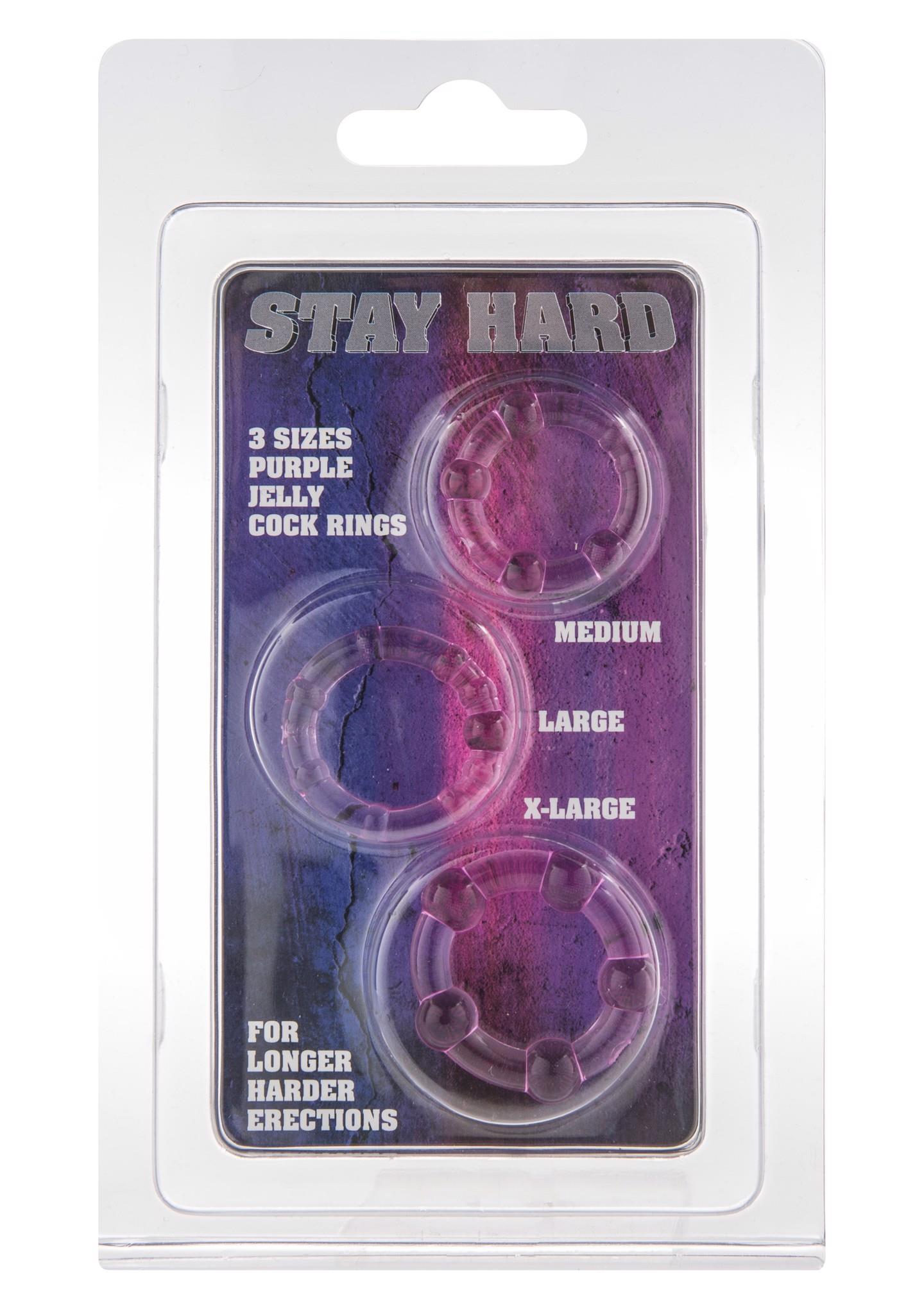 Pierścienie erekcyjne Scala Selection Stay Hard Rings, 3 szt (fioletowy)