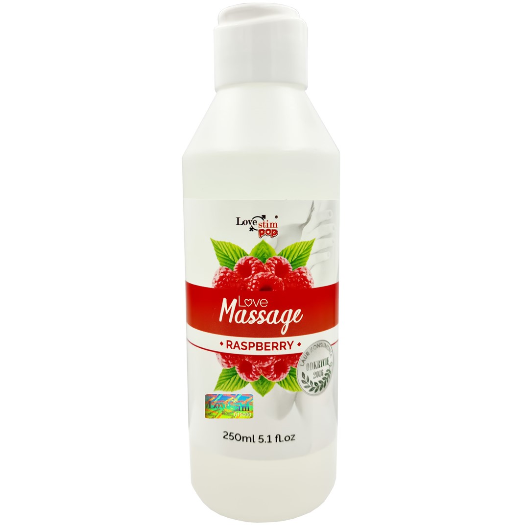 Żel LoveStim Love Massage Rasperry, 250 ml