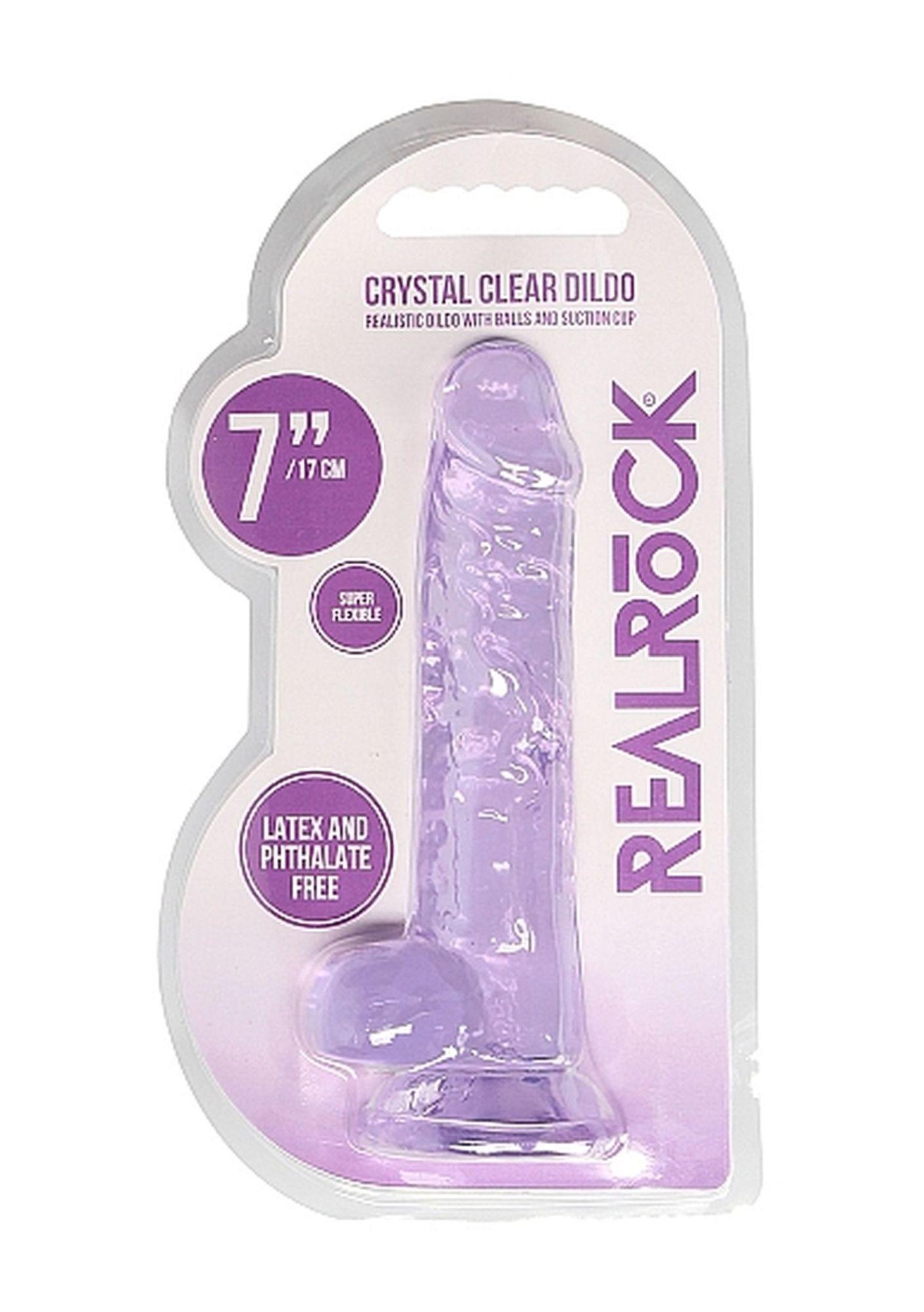 Dildo RealRock Crystal Clear 7”, 19 cm (fioletowy) Dildo RealRock Crystal Clear 7”, 19 cm (fioletowy)