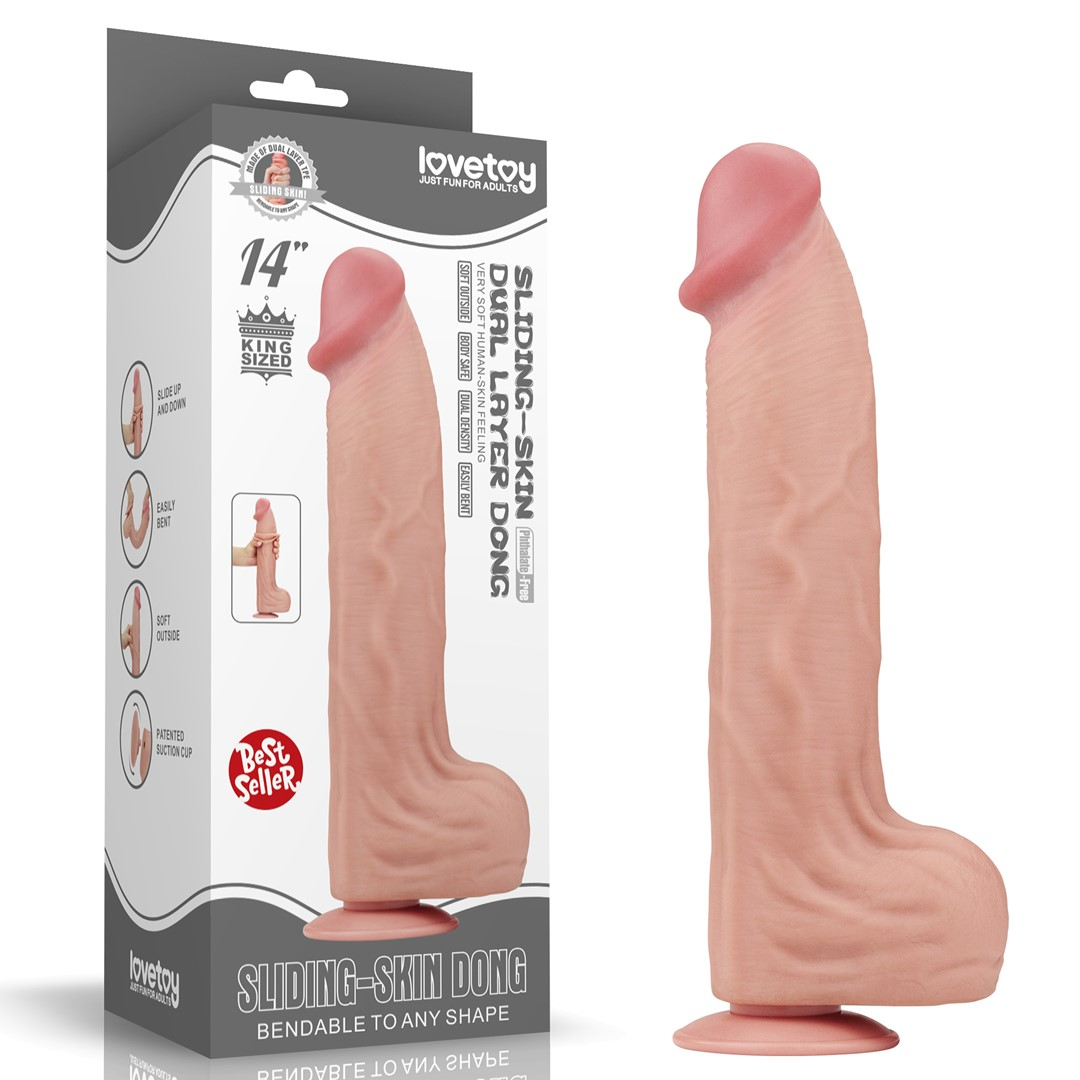 Dildo LoveToy Sliding-Skin Dual Layer Dong King Sized, 36 cm (w kolorze cielistym) Dildo LoveToy Sliding-Skin Dual Layer Dong King Sized, 36 cm (w kolorze cielistym)