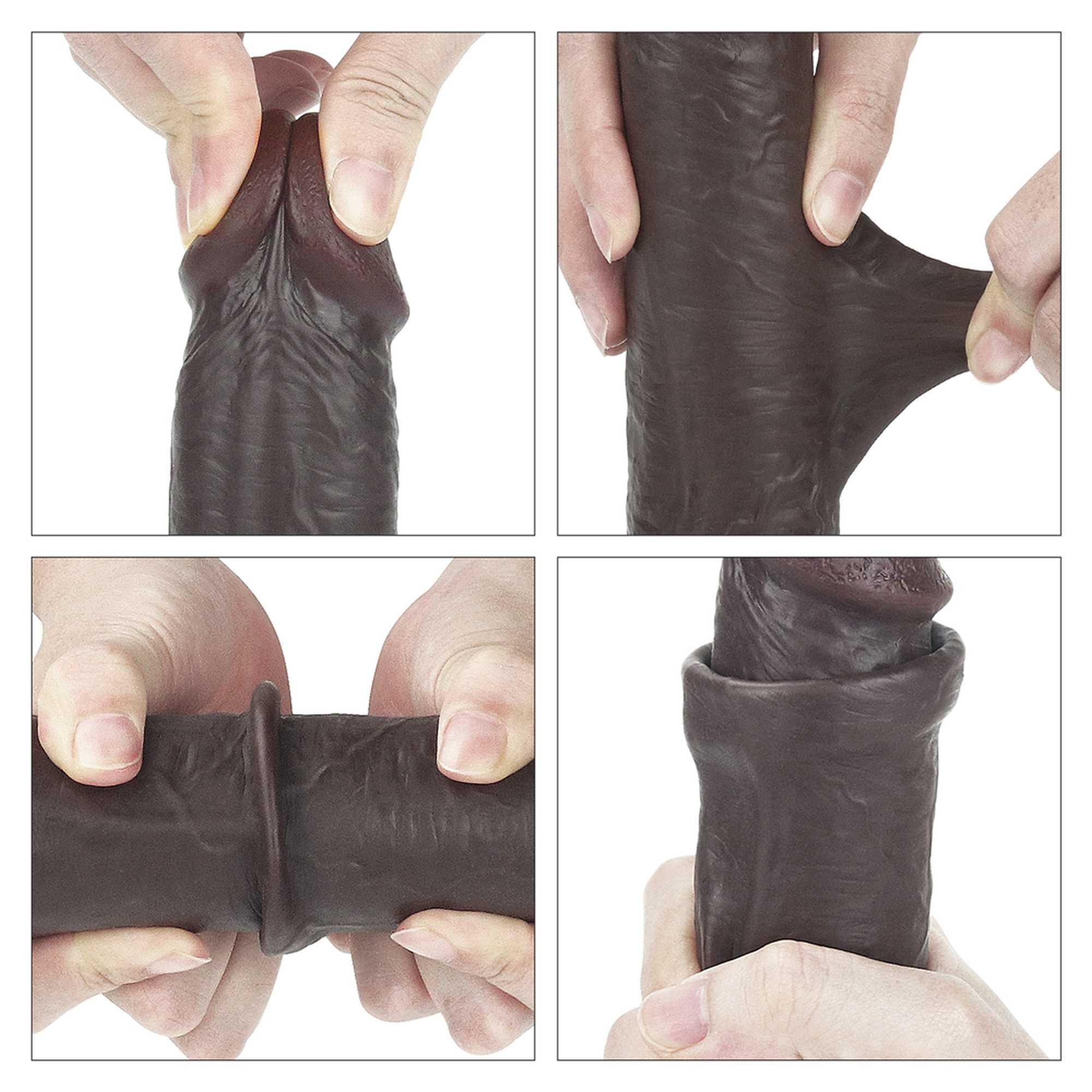 Dildo LoveToy Sliding Skin z dwuwarstwowego materiału, 23 cm (brązowy) Dildo LoveToy Sliding Skin z dwuwarstwowego materiału, 23 cm (brązowy)