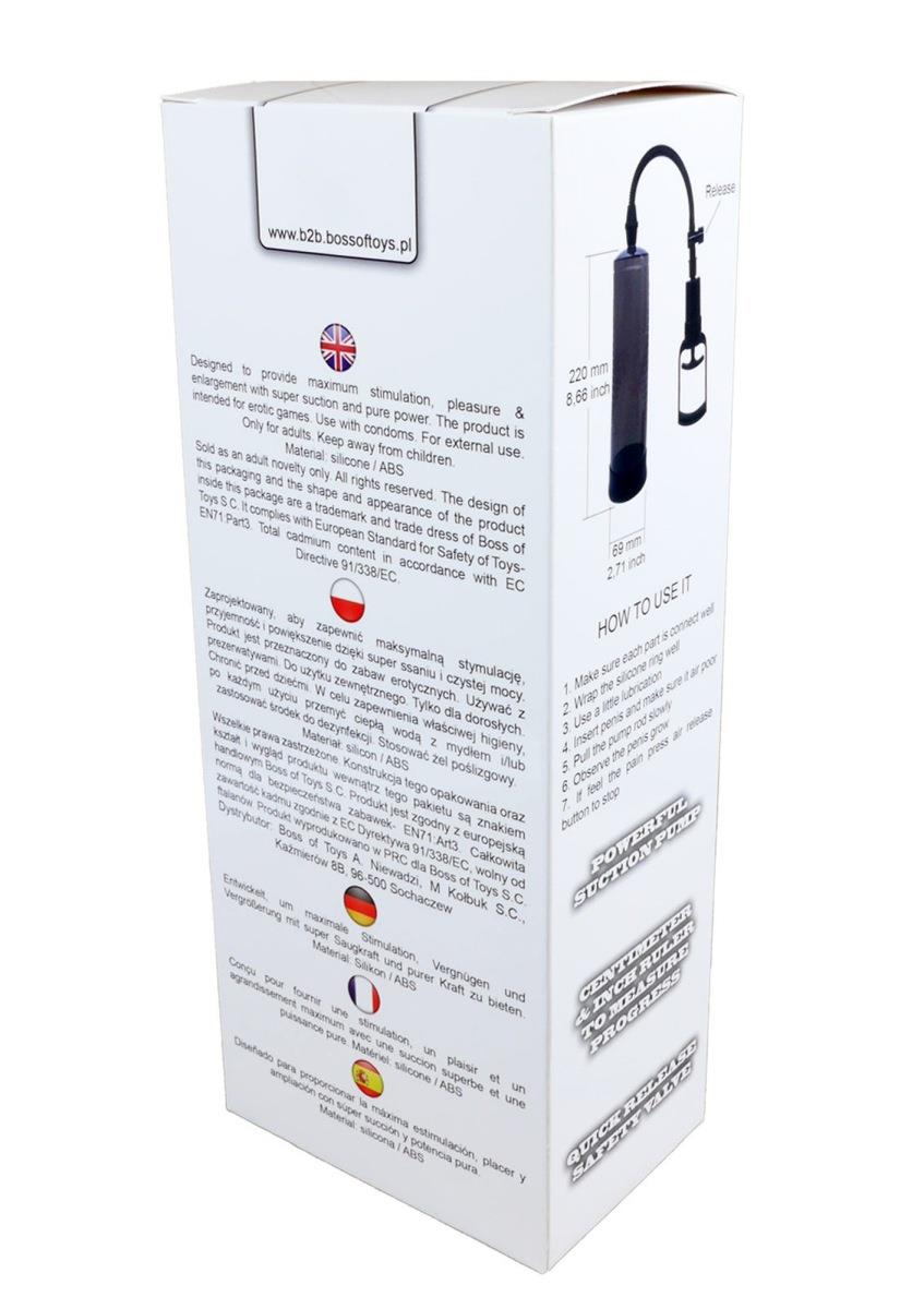 Pompka do penisa Boss Powerpump Max, 22 cm (czarny)