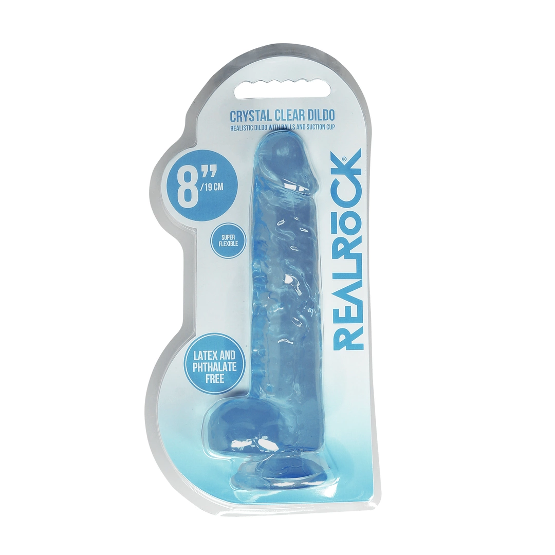 Dildo RealRock Crystal Clear 8”, 21 cm (niebieski) Dildo RealRock Crystal Clear 8”, 21 cm (niebieski)