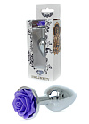 Metalowy korek analny Boss Jewellery Silver Plug Rose, 9 cm (fioletowy) Metalowy korek analny Boss Jewellery Silver Plug Rose, 9 cm (fioletowy)