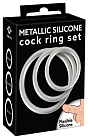 Zestaw pierścieni erekcyjnych Metallic Cock Ring Set, 3 sztuki (srebro)