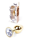 Metalowy korek analny z kryształem Boss Jewellery Gold Plug, 7 cm (przezroczysty) Metalowy korek analny z kryształem Boss Jewellery Gold Plug, 7 cm (przezroczysty)
