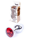 Metalowy korek analny z kryształem Boss Jewellery, 7 cm (czerwony) Metalowy korek analny z kryształem Boss Jewellery, 7 cm (czerwony)