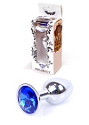 Metalowy korek analny z kryształem Boss Jewellery Silver Plug Dark, 7 cm (niebieski) Metalowy korek analny z kryształem Boss Jewellery Silver Plug Dark, 7 cm (niebieski)