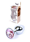 Metalowy korek analny z kryształem Boss Jewellery Silver Plug, 7 cm (różowy) Metalowy korek analny z kryształem Boss Jewellery Silver Plug, 7 cm (różowy)
