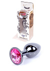 Metalowy korek analny z kryształem Boss Jewellery Dark Silver, 7 cm (różowy) Metalowy korek analny z kryształem Boss Jewellery Dark Silver, 7 cm (różowy)